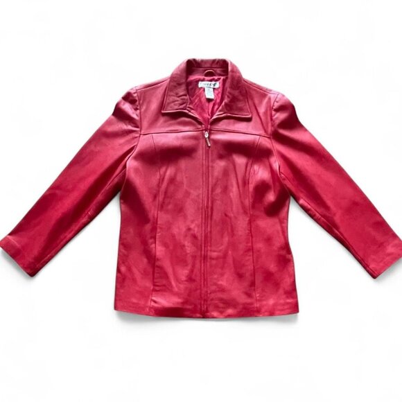 Alfani Y2K Red Lambskin Leather Zip Jacket – Size XL - Picture 6 of 12